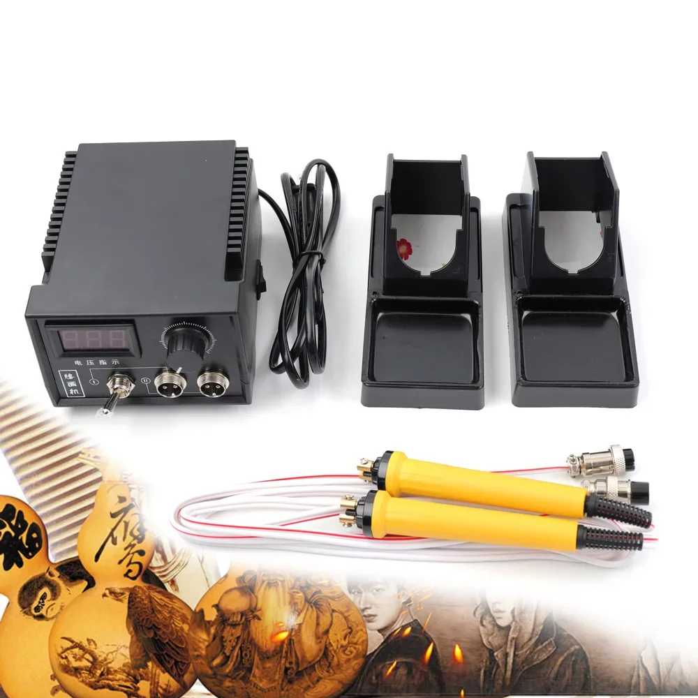 27Pcs Fire Painting Burning Station Wood Burner Holder Pyrography Machine Kit 60W
