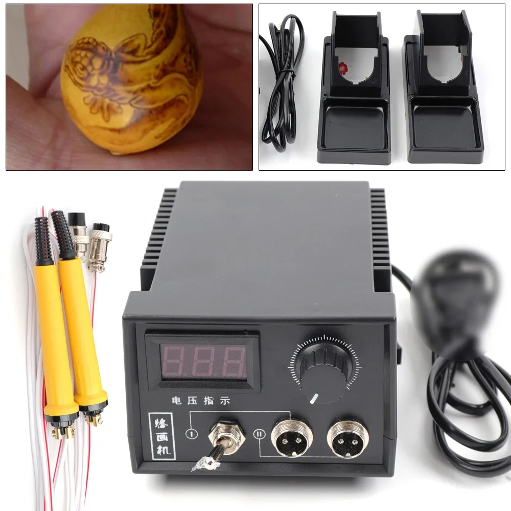 27Pcs Fire Painting Burning Station Wood Burner Holder Pyrography Machine Kit 60W