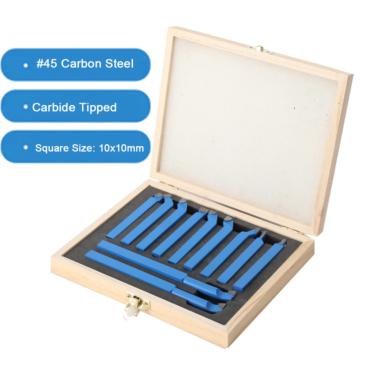 10Pcs Carbide Turning Tool Lathe Tool Lathe Tools Carbide Tipped Welding Milling Cutting Turning Tool Set Grooving Tool 10*10mm