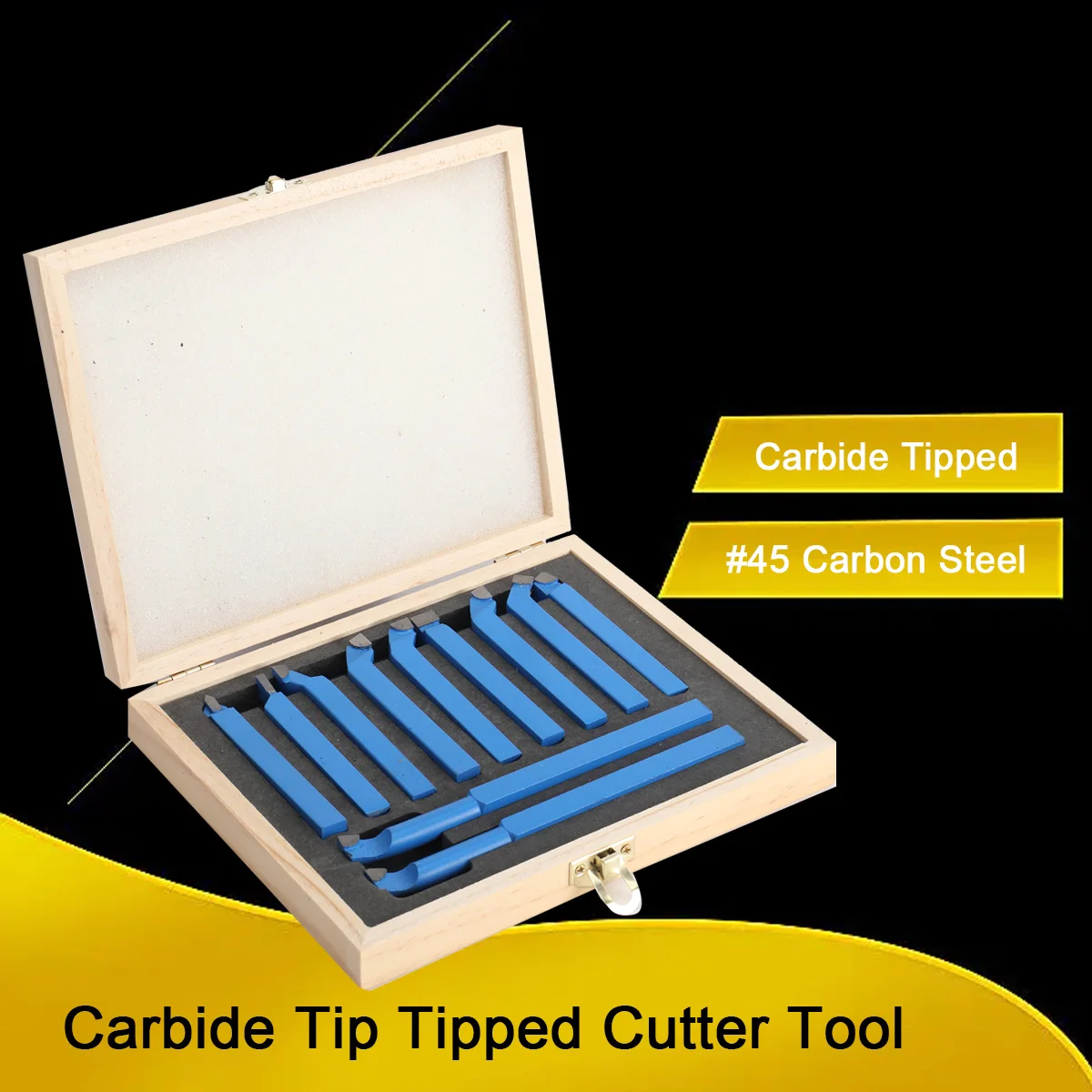 10Pcs Carbide Turning Tool Lathe Tool Lathe Tools Carbide Tipped Welding Milling Cutting Turning Tool Set Grooving Tool 10*10mm