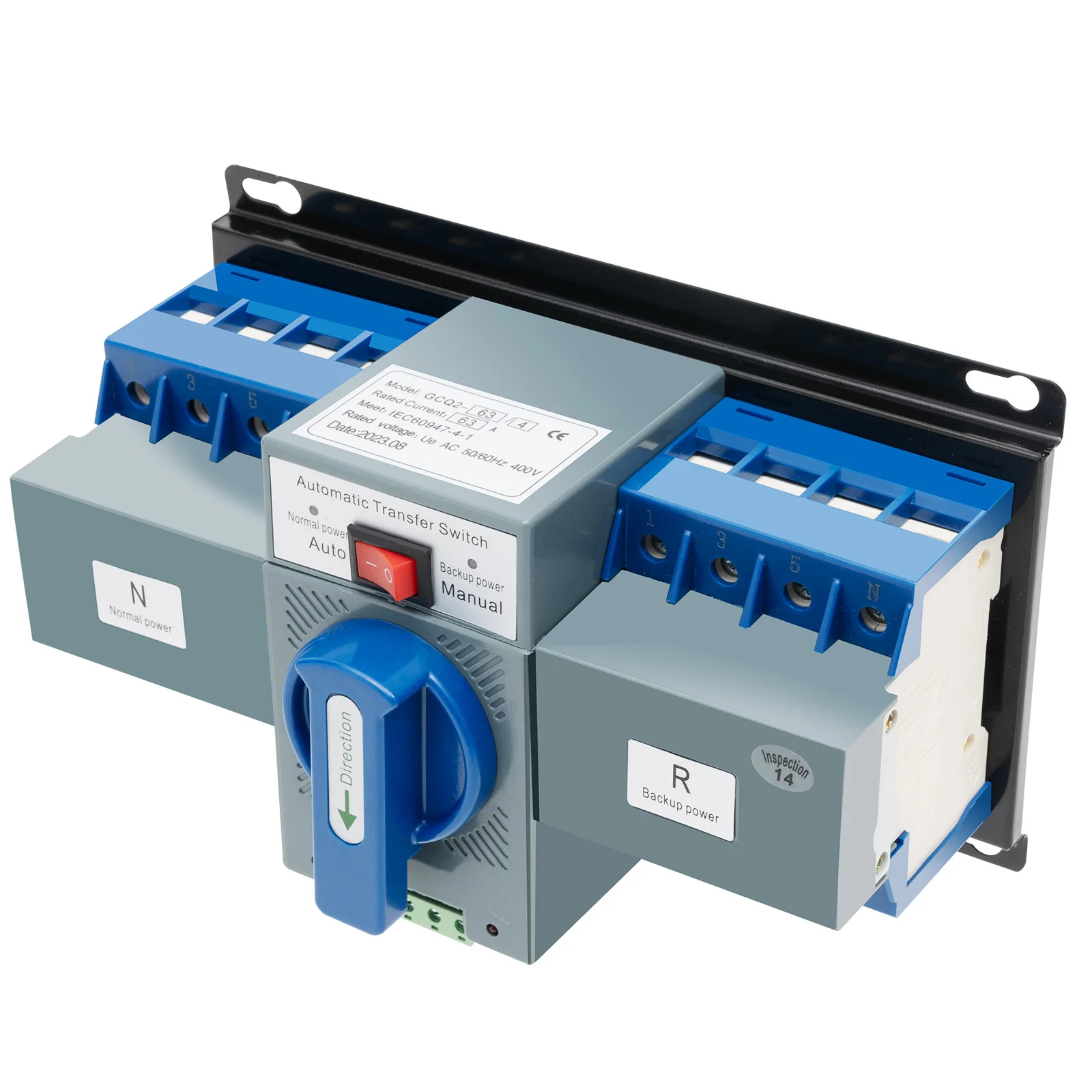 Automatic Transfer Switch 63A, Rapid 2-Second Power Switching for Backup & Main Power, Manual & Auto Modes