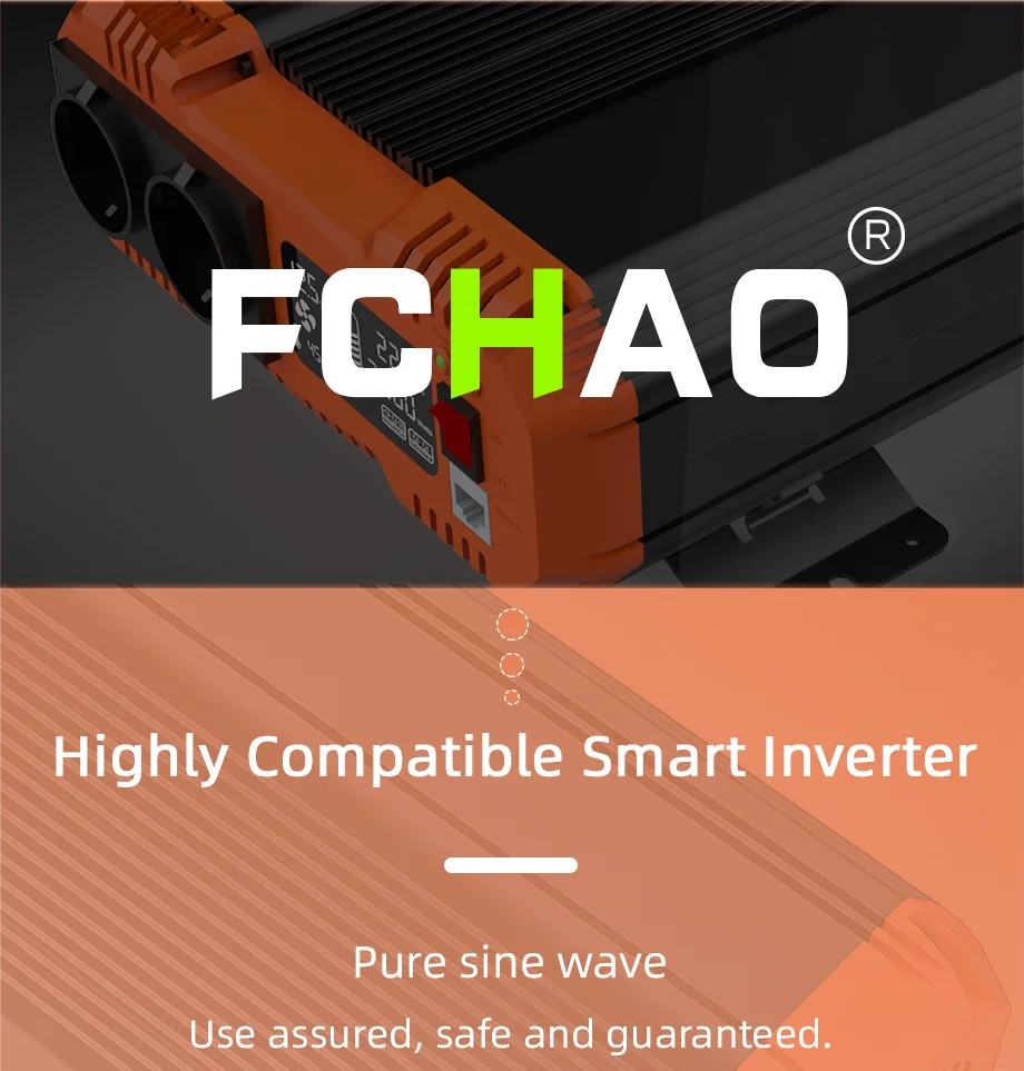 Fchao 6000W Pure Sine Wave Inverter 24V to 220V | Eu Plug | Lcd Display & Remote Control | For Home, Rv, Camping, Off-Grid Use