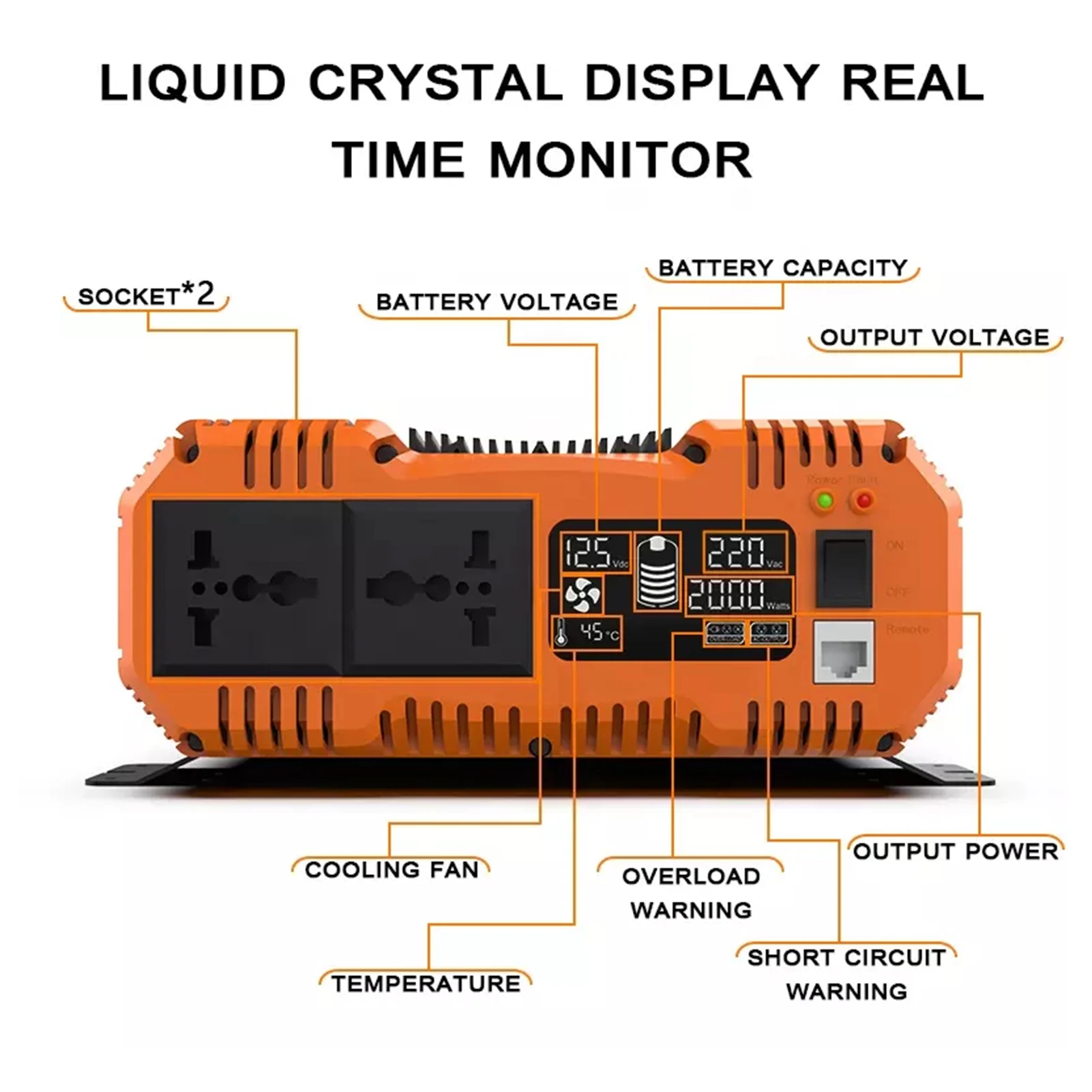 Fchao 6000W Pure Sine Wave Inverter 24V to 220V | Eu Plug | Lcd Display & Remote Control | For Home, Rv, Camping, Off-Grid Use