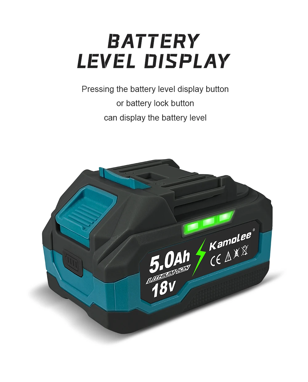 Kamolee 21V 6.0Ah 6000mAh Li-ion Battery BL1860 Hand drill Battery Power tools Support Kamolee/SROGGEN Power tools Garden tools