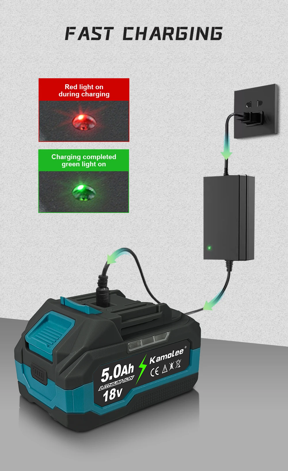 Kamolee 21V 6.0Ah 6000mAh Li-ion Battery BL1860 Hand drill Battery Power tools Support Kamolee/SROGGEN Power tools Garden tools