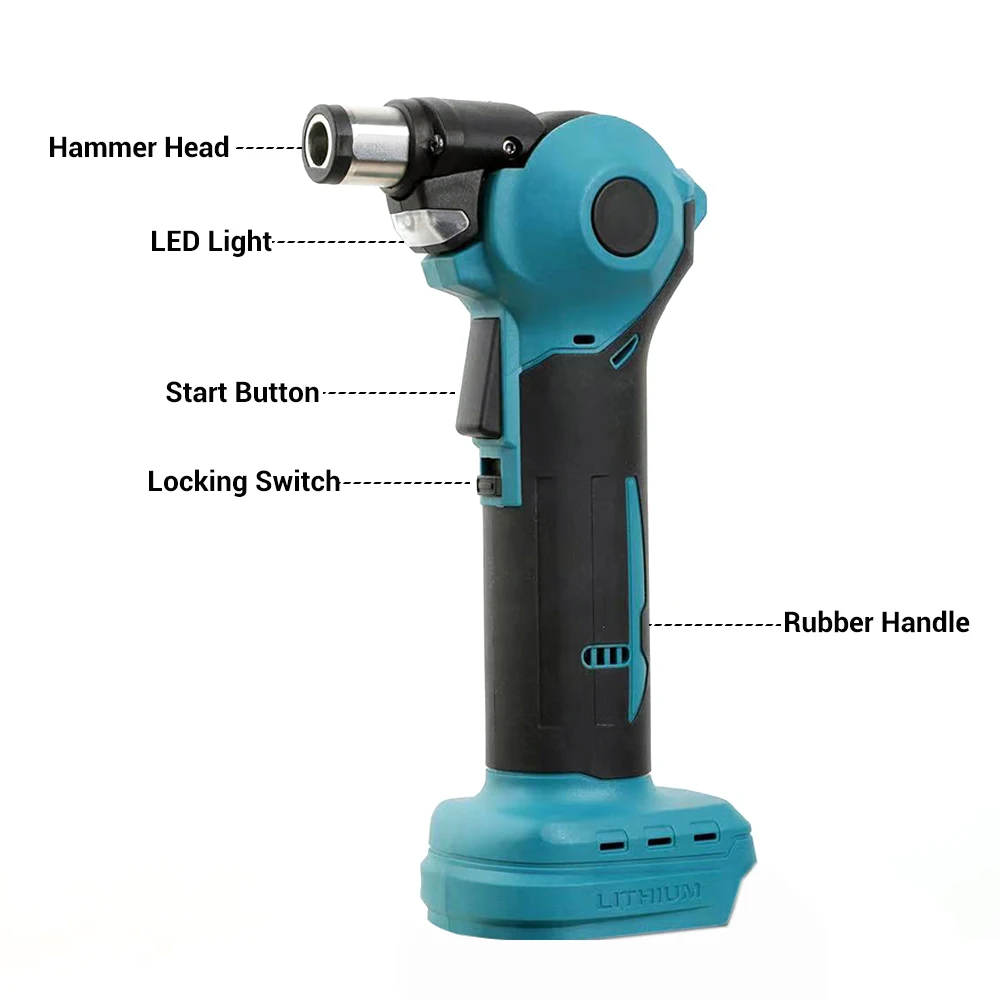 0°/45°/90° Cordless Electric Hammer Drill 4200ipm Rechargeable Hammer Drilling and Chiseling Power Tool for 18V Battery
