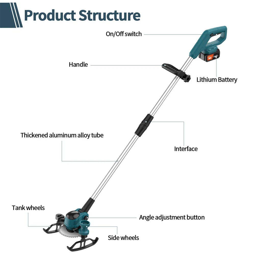 6inch Electric Cordless Lawn Mower Household Hand-Held Lawn And Garden Mower Trimmer Pruning Cutting Garden Power Tool