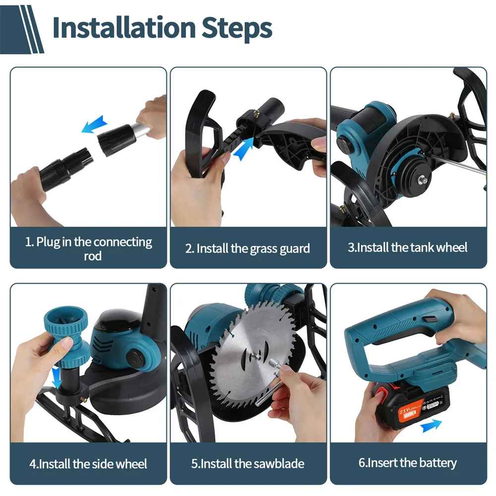 6inch Electric Cordless Lawn Mower Household Hand-Held Lawn And Garden Mower Trimmer Pruning Cutting Garden Power Tool