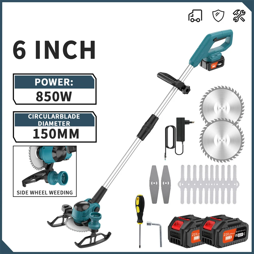 6inch Electric Cordless Lawn Mower Household Hand-Held Lawn And Garden Mower Trimmer Pruning Cutting Garden Power Tool