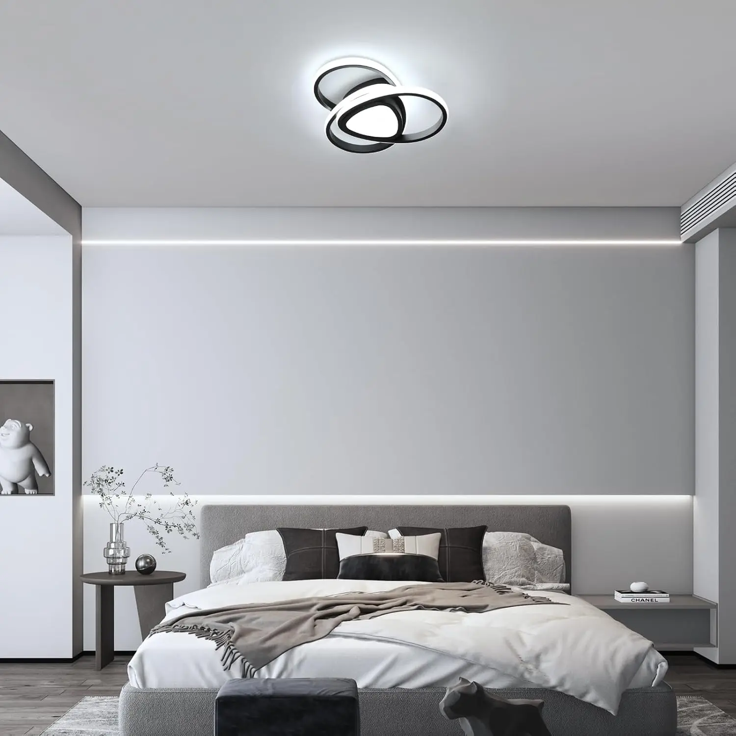 Black 30W Ceiling Light , 6500K Cool White LED Ceiling Lamp for Balcony, Hallway, Bedroom, Living Room and Dining Room