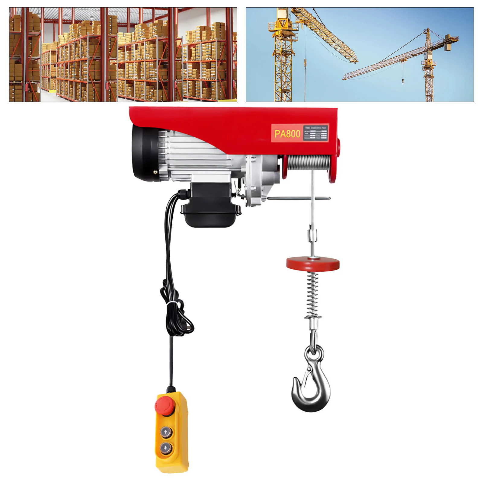 220V Electric Winch 1300W 800 kg Electric Chain Hoist Pulley Motor Winch Electric Pulley Crane Lift Cable Hoist