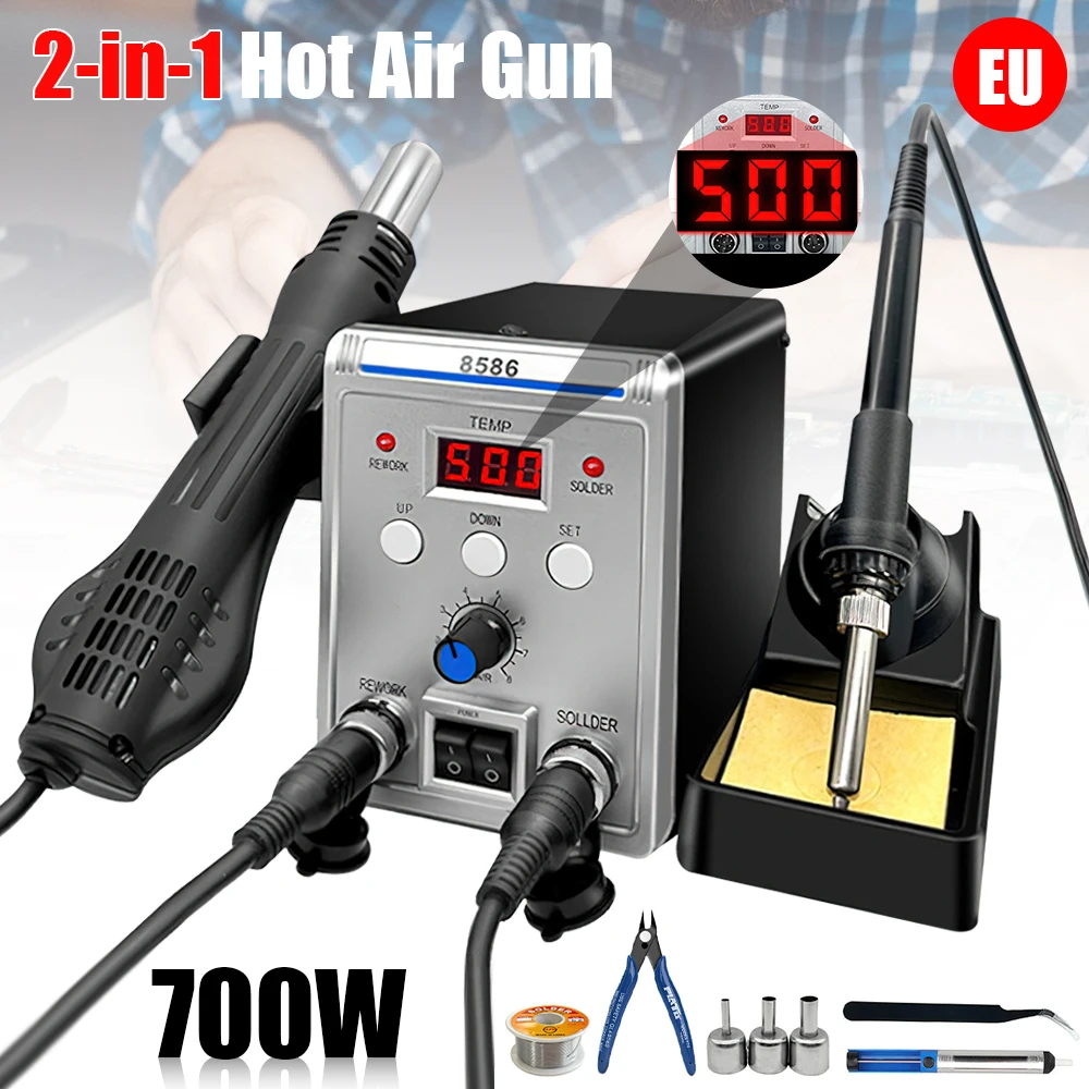Hot Air Gun 8586 Rework Solder Station Heat Gun 220V 700W Hair Dryer For Soldering  Welding Repair Tools