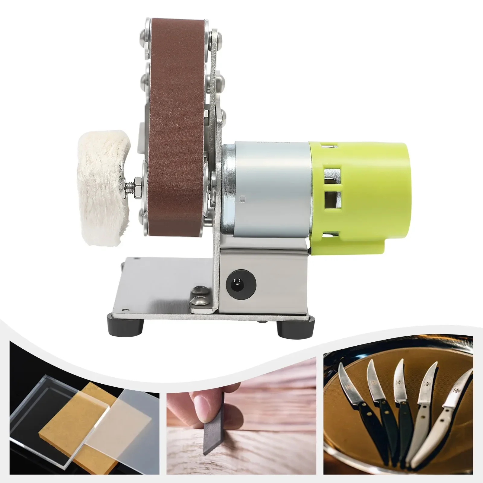 Mini Belt Sander, 150W 10000rpm 7-Gear Speed, 45° Adjustable Table 10pcs 0.98*13in Belts, for Metal Wood Polishing