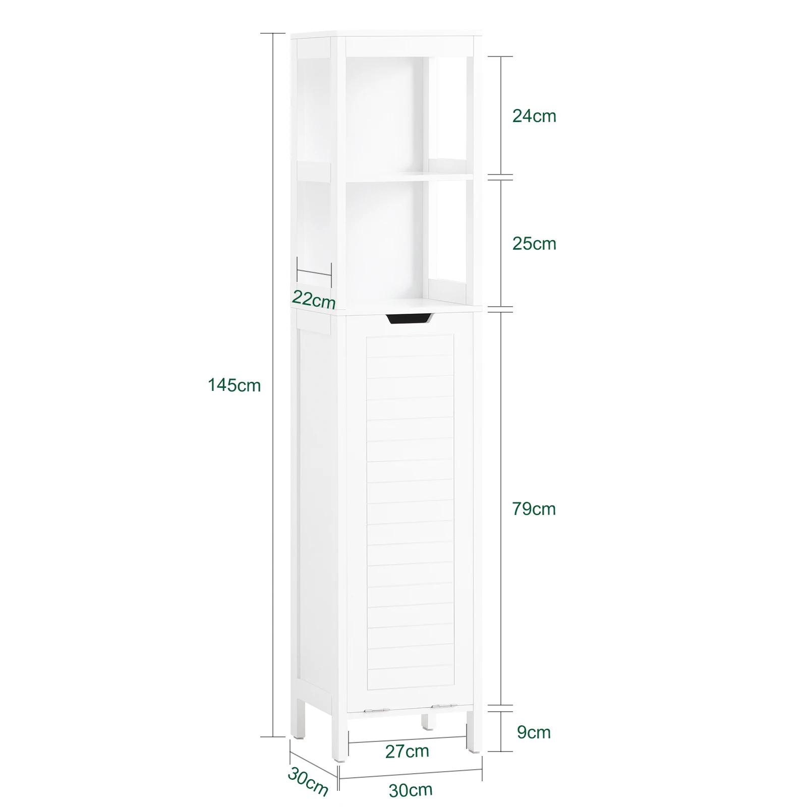 Sobuy Bzr123-W Tall Cabinet with Pull-Out Laundry Bag Bathroom Cabinet Bath Cabinet Narrow Laundry Cabinet Bathroom Shelf