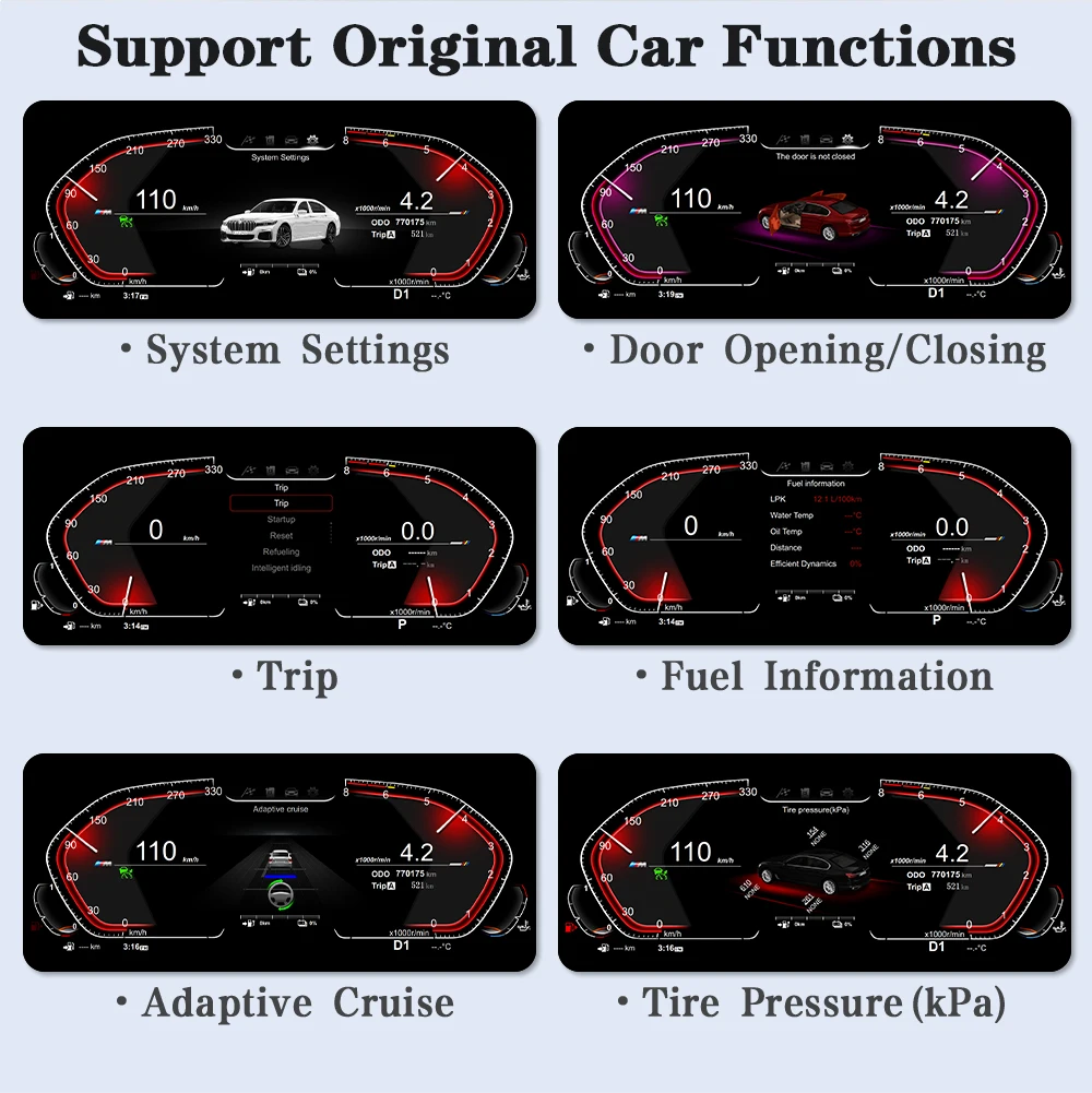 AUTOTOP 12.3"1920*720P LCD Digital Dash Aftermarket Digital Gauge Cluster For X3 F25/X4 F26 X5 F15/X6 F16 NBT EVO Without HUD