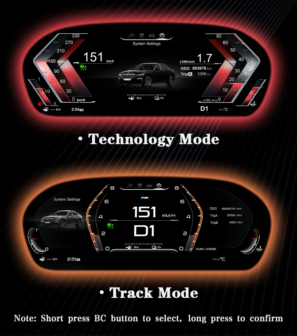 AUTOTOP 12.3"1920*720P LCD Digital Dash Aftermarket Digital Gauge Cluster For X3 F25/X4 F26 X5 F15/X6 F16 NBT EVO Without HUD