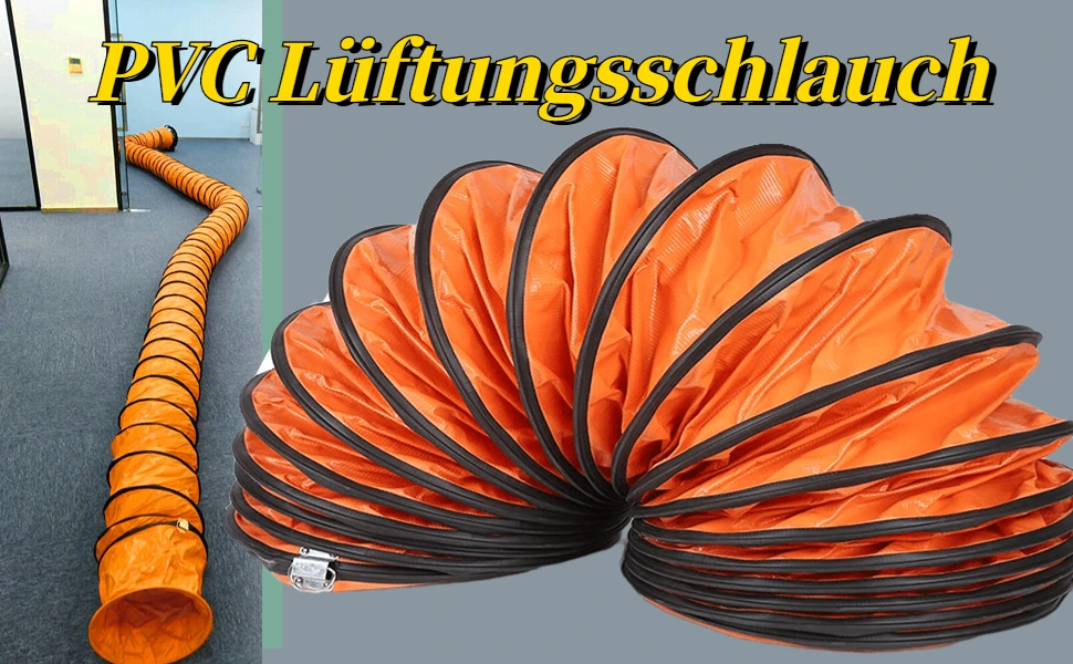 Ventilation hose, PVC, air hose, hot air hose, hot air hose, construction ventilation hose, expandable hose, 5 m, for fan