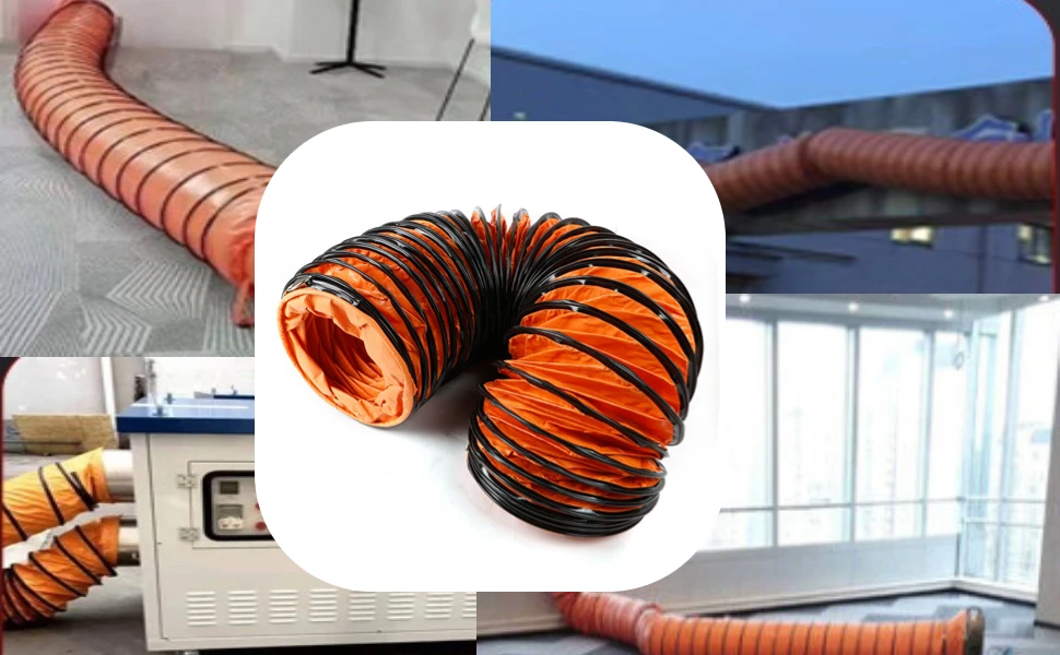 Ventilation hose, PVC, air hose, hot air hose, hot air hose, construction ventilation hose, expandable hose, 5 m, for fan