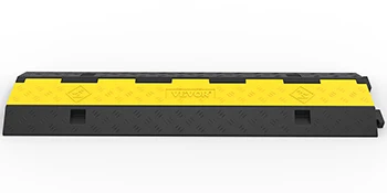 SucceBuy 2 Channel Cable Protector Ramp Wire Cable Cover Cord Guard Rubber + PVC 11000LBS Speed Bump Parking Driveway Traffic