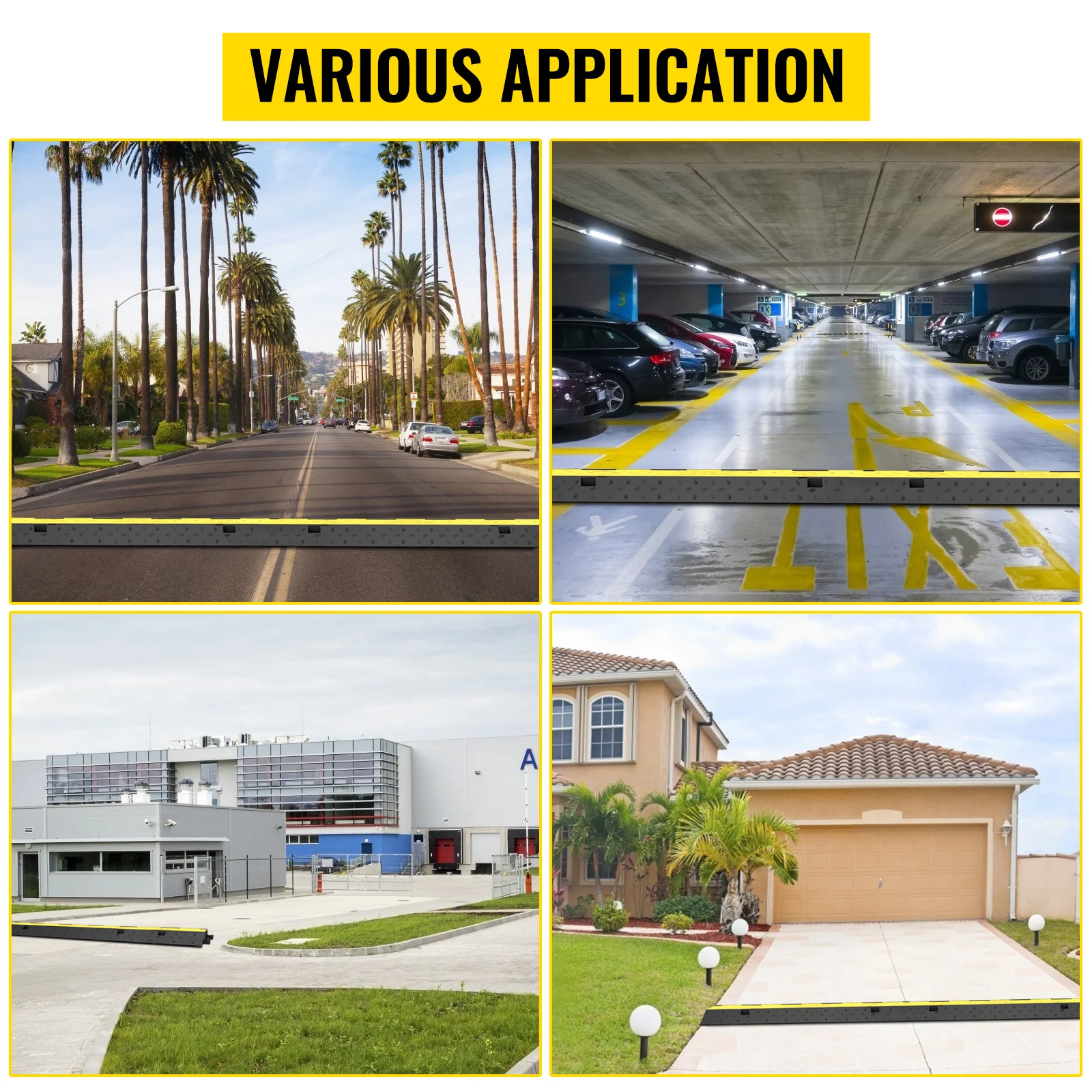 SucceBuy 2 Channel Cable Protector Ramp Wire Cable Cover Cord Guard Rubber + PVC 11000LBS Speed Bump Parking Driveway Traffic