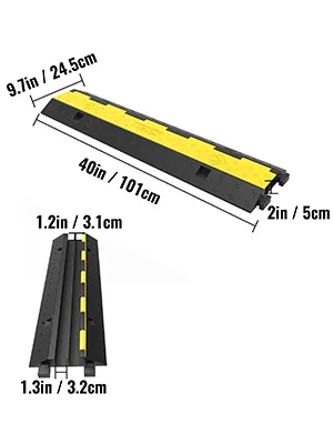 SucceBuy 2 Channel Cable Protector Ramp Wire Cable Cover Cord Guard Rubber + PVC 11000LBS Speed Bump Parking Driveway Traffic