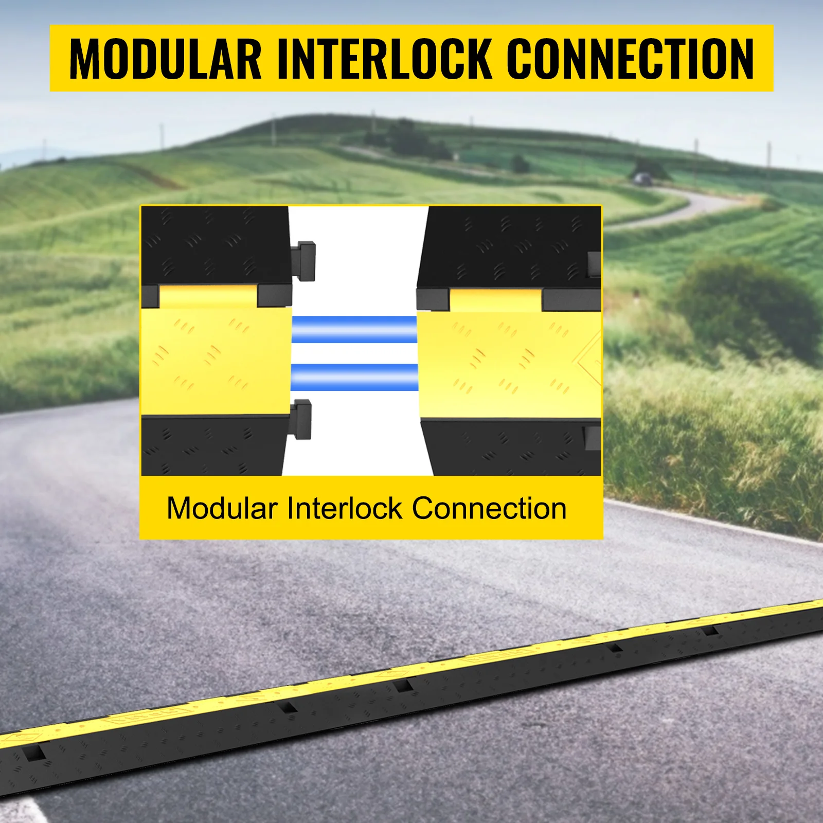 SucceBuy 2 Channel Cable Protector Ramp Wire Cable Cover Cord Guard Rubber + PVC 11000LBS Speed Bump Parking Driveway Traffic