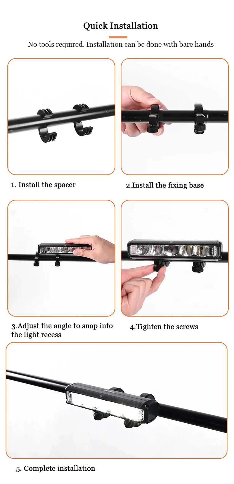 Bike Front Light, 5200 Lumens 8000mAh Waterproof Night Riding Torch USB Charging Road Bike Light Accessories Cycling Equipment
