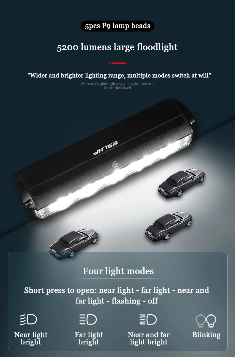 Bike Front Light, 5200 Lumens 8000mAh Waterproof Night Riding Torch USB Charging Road Bike Light Accessories Cycling Equipment