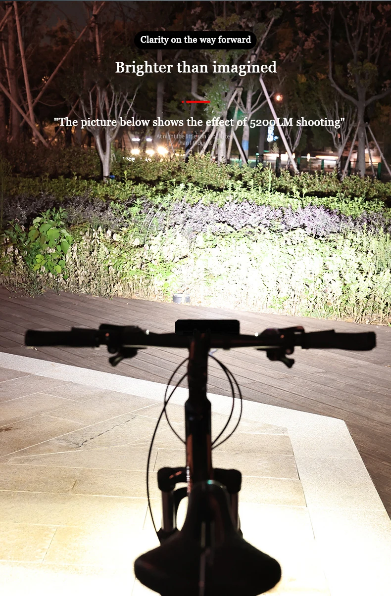 Bike Front Light, 5200 Lumens 8000mAh Waterproof Night Riding Torch USB Charging Road Bike Light Accessories Cycling Equipment