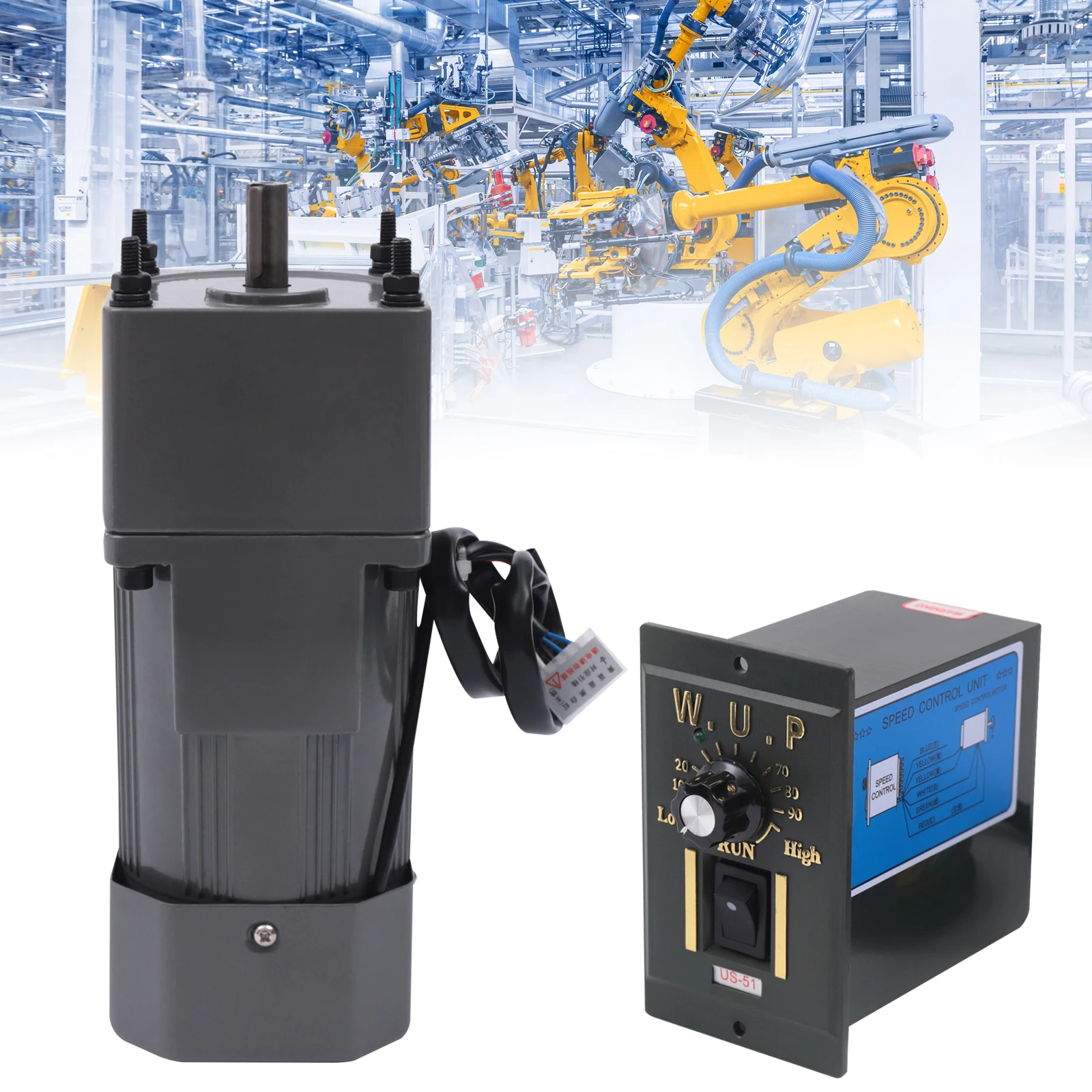 220V Gear Adjustable Motor 90W High Torque, Speed Regulation, 20K Ratio Industrial Power Reducer for Machinery