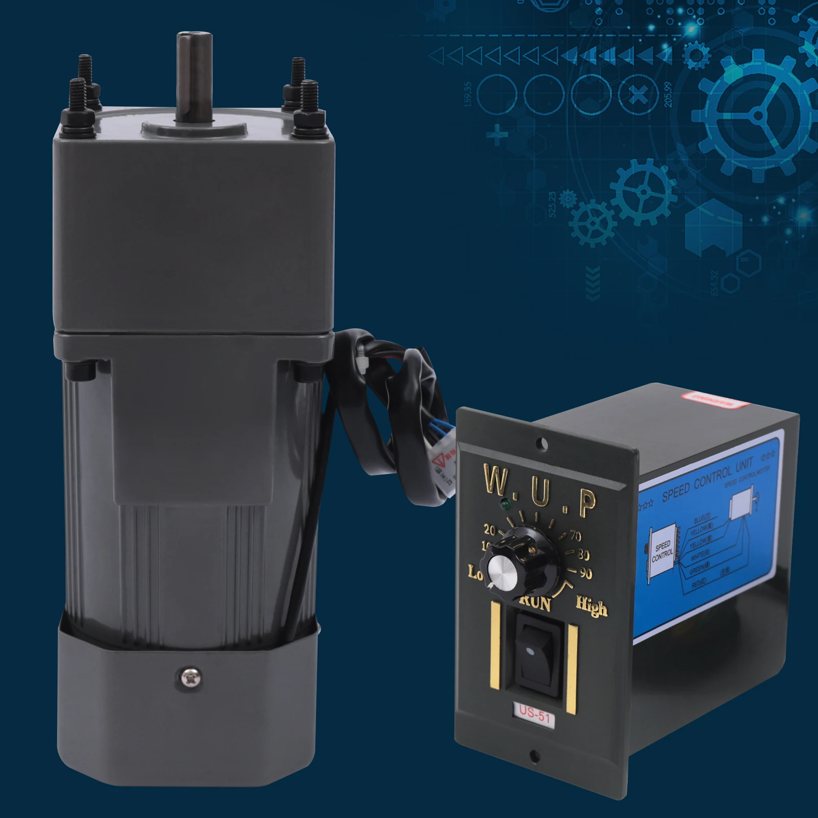 220V Gear Adjustable Motor 90W High Torque, Speed Regulation, 20K Ratio Industrial Power Reducer for Machinery