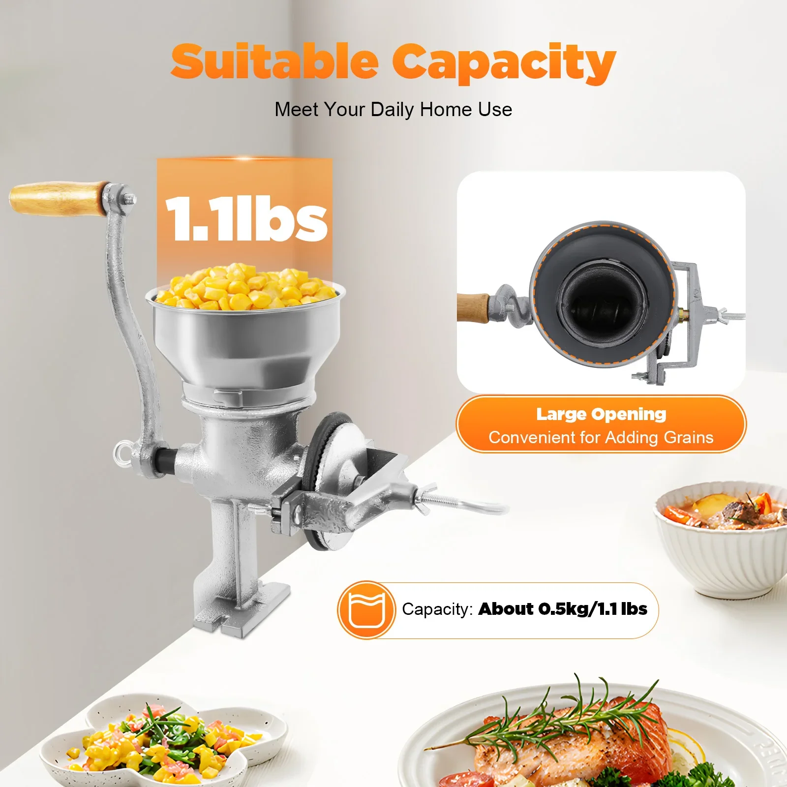 Stainless Steel Manual Grain Grinder Hand Crank Grain Grinding Tool Home Kitchen Wheat Corn Nut Mill Grinding Machine