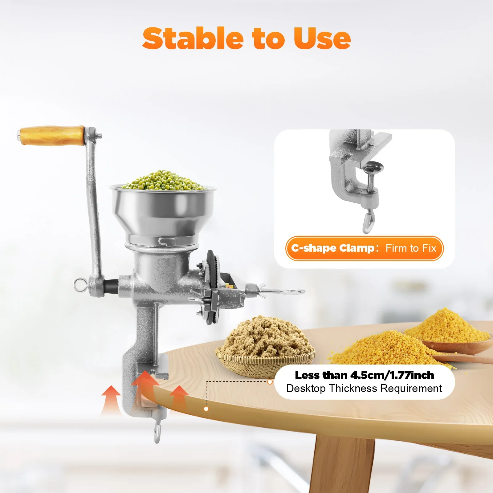 Stainless Steel Manual Grain Grinder Hand Crank Grain Grinding Tool Home Kitchen Wheat Corn Nut Mill Grinding Machine