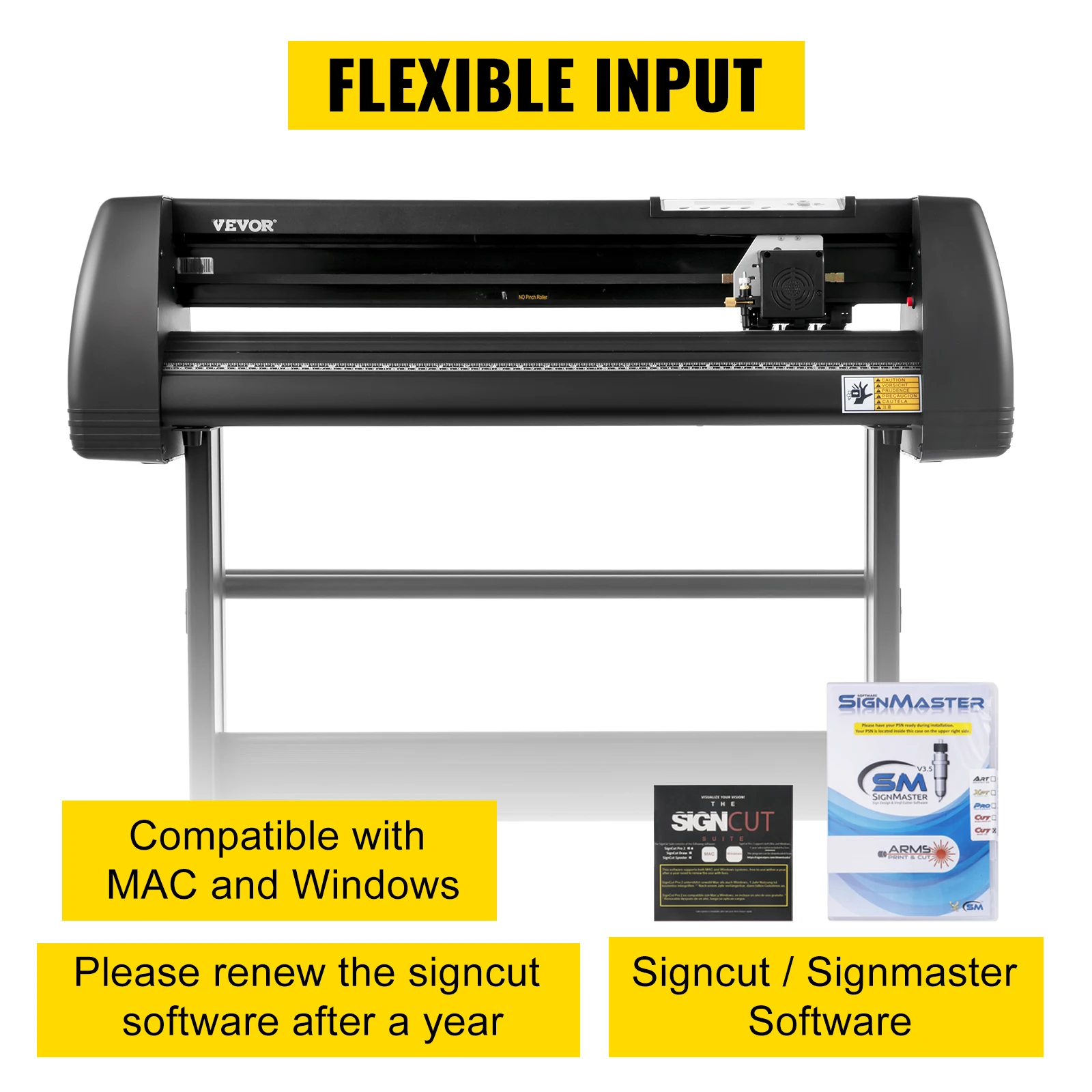SucceBuy Vinyl Cutter Machine 34in / 870mm LED Plotter Printer Precise Manual Positioning Softwares Support MAC Windows Systems