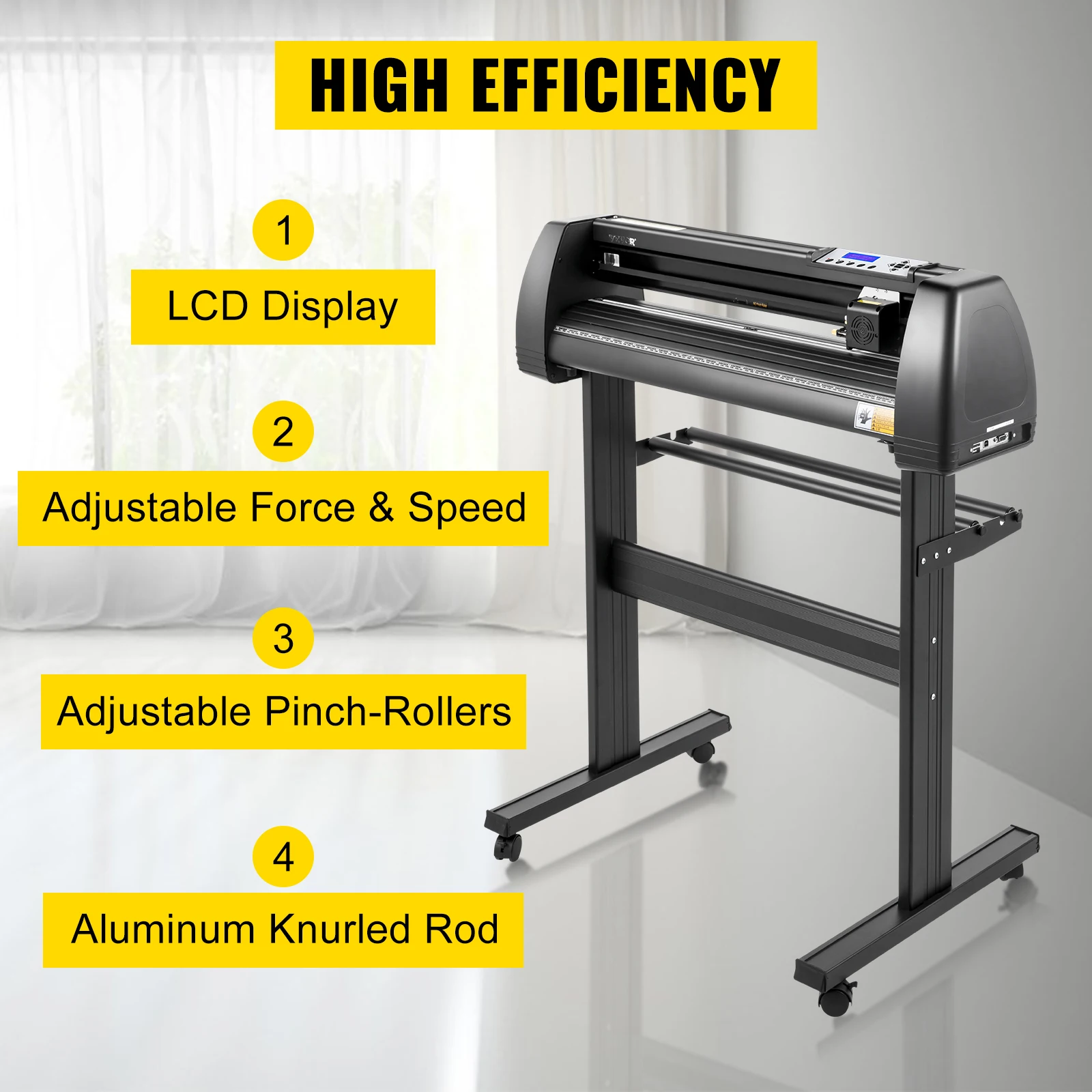 SucceBuy Vinyl Cutter Machine 34in / 870mm LED Plotter Printer Precise Manual Positioning Softwares Support MAC Windows Systems