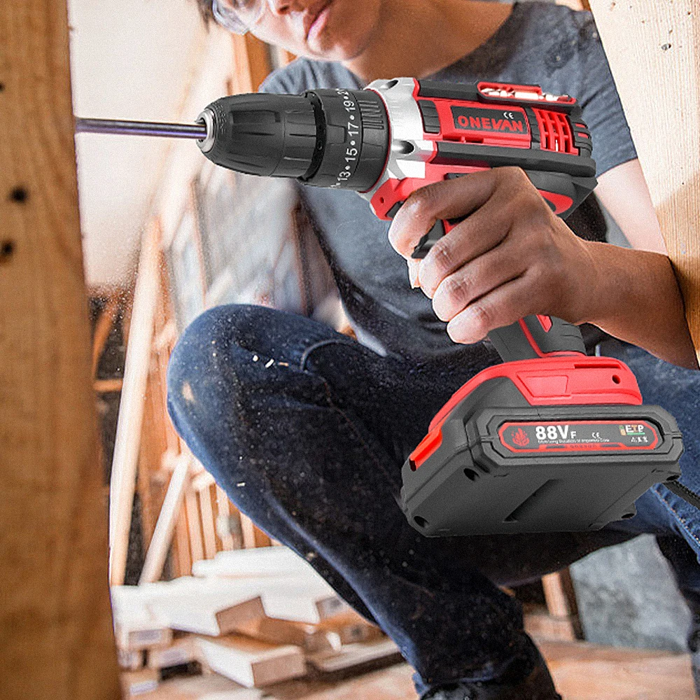 ONEVAN 500W Cordless Electric Drill 38N.M Torque Power Drill Tool Set for Construction&Carpentry&Home Diy For Makita Battery Pin