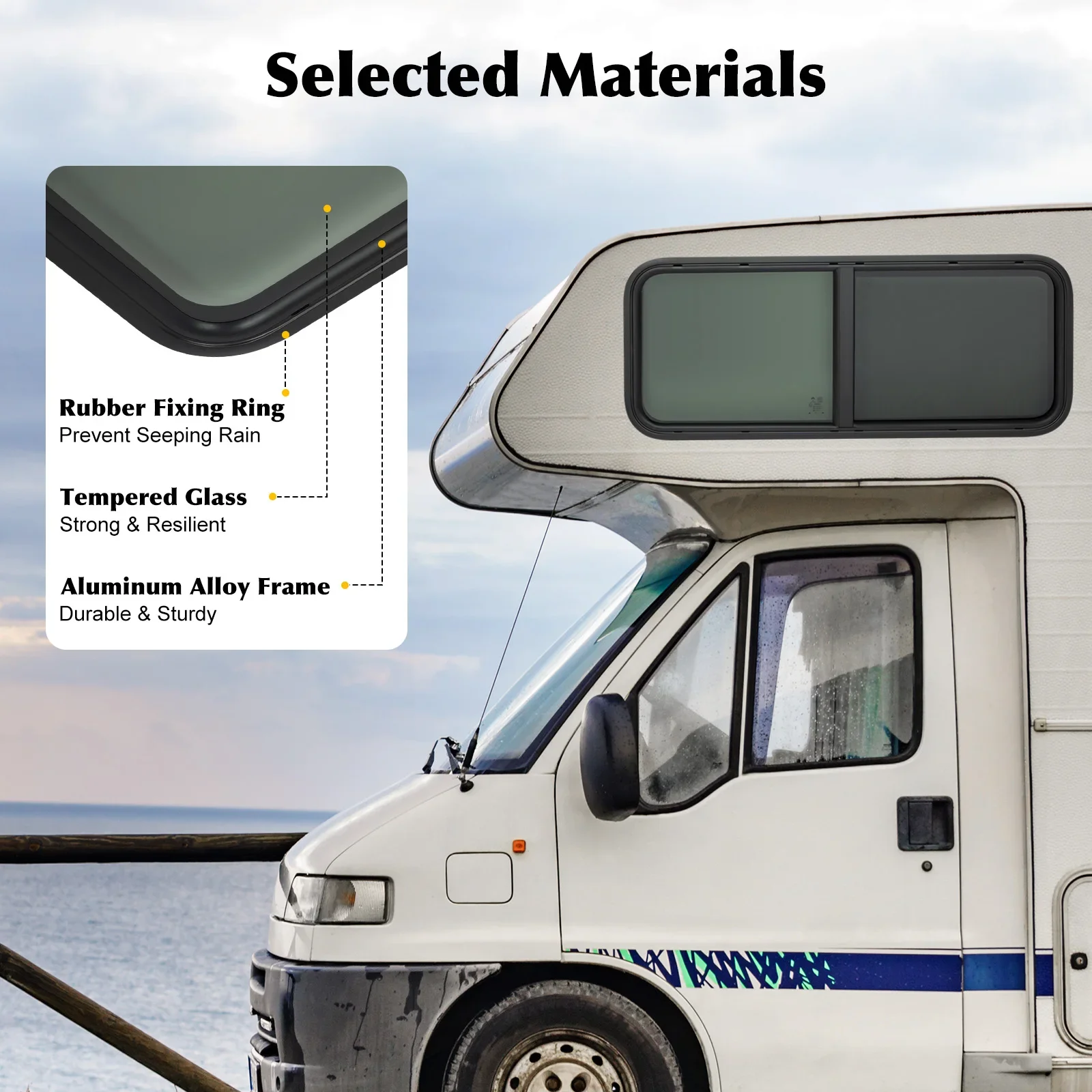 Room Window Caravan Side Window Stained Sliding Window Insect-proof 1000 X 400mm for Trailers, Pickup Truck or Modified Vehicle