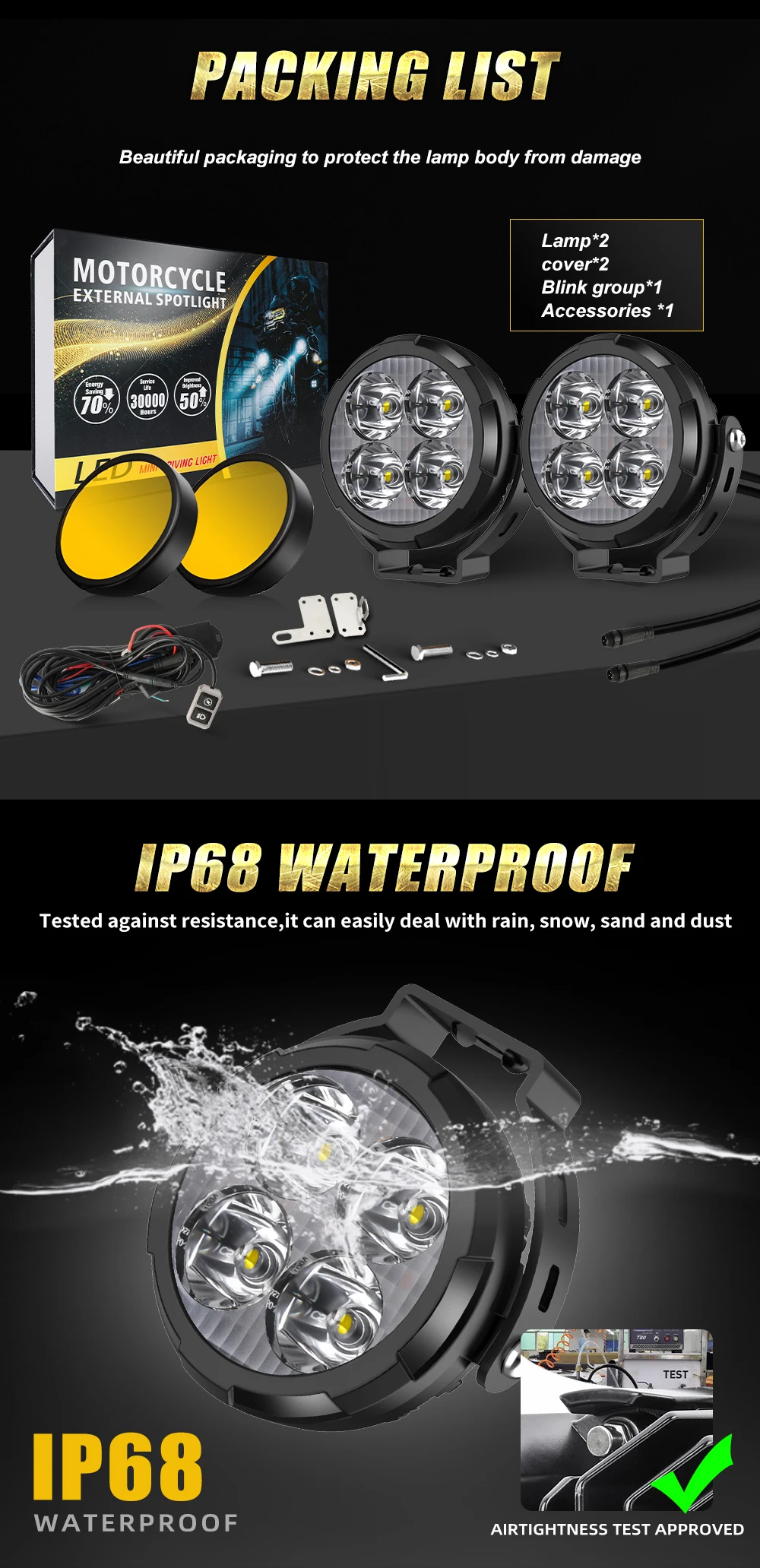 CO LIGHT 5 inch Newest Motorcycle Auxiliary Fog Lights High Low Beam Amber DRL Led Spot Lights For BMW R 1200 GS LC Adventure