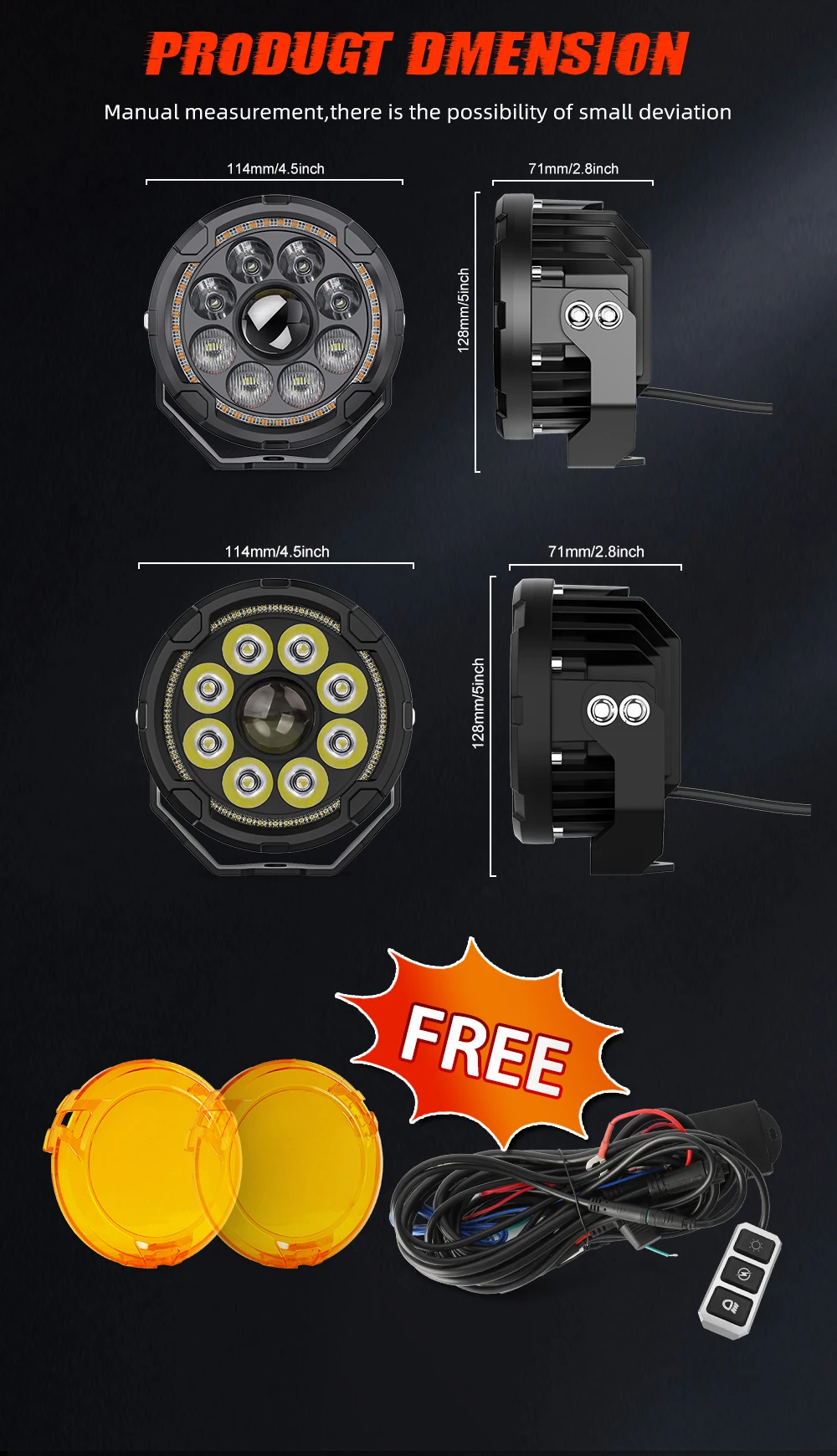 CO LIGHT 5 inch Newest Motorcycle Auxiliary Fog Lights High Low Beam Amber DRL Led Spot Lights For BMW R 1200 GS LC Adventure