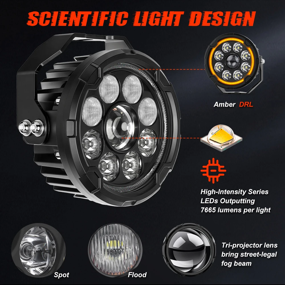 CO LIGHT 5 inch Newest Motorcycle Auxiliary Fog Lights High Low Beam Amber DRL Led Spot Lights For BMW R 1200 GS LC Adventure
