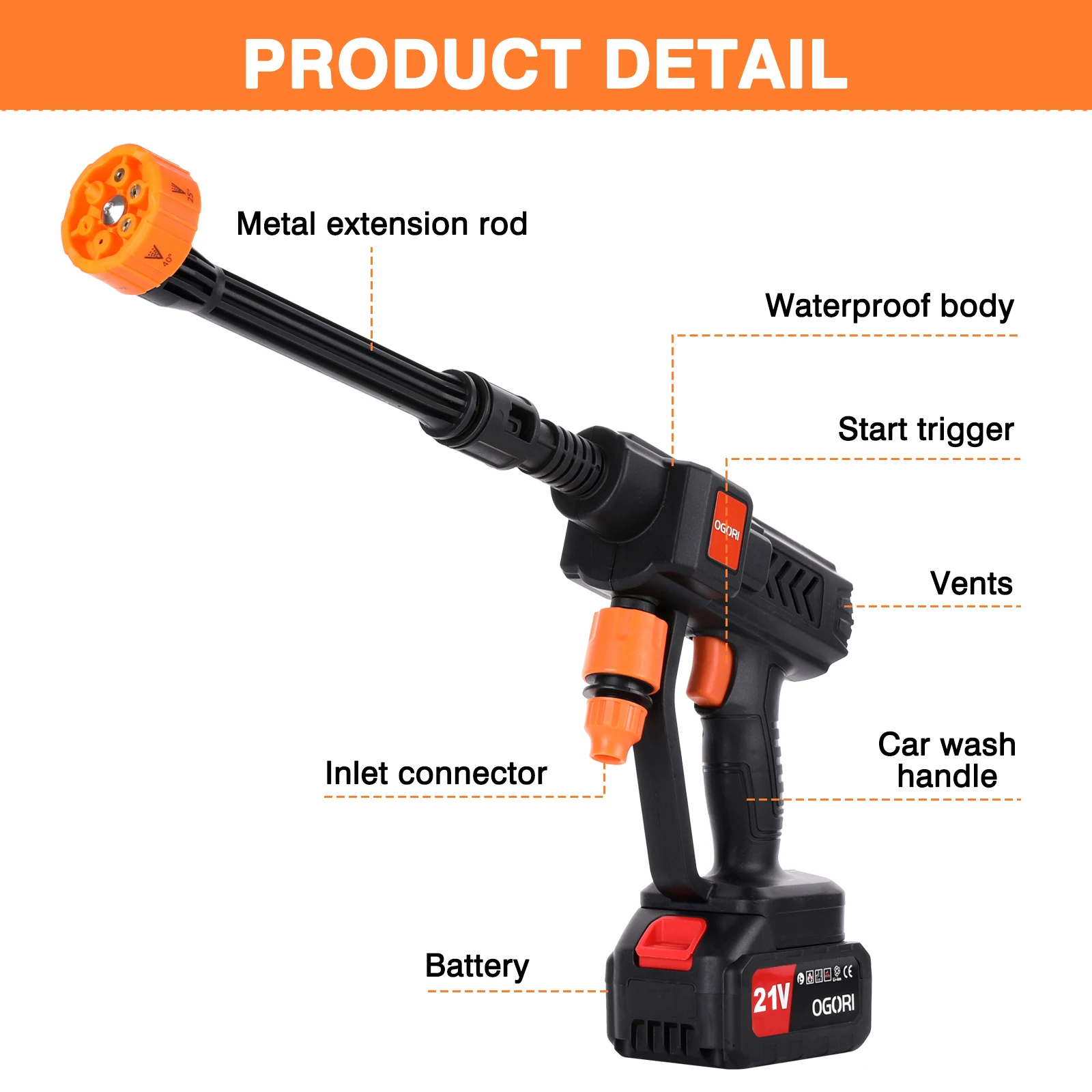 Wireless High Pressure Car Wash Water Gun Car Washer For Auto Home Garden Cleaning Car Washing