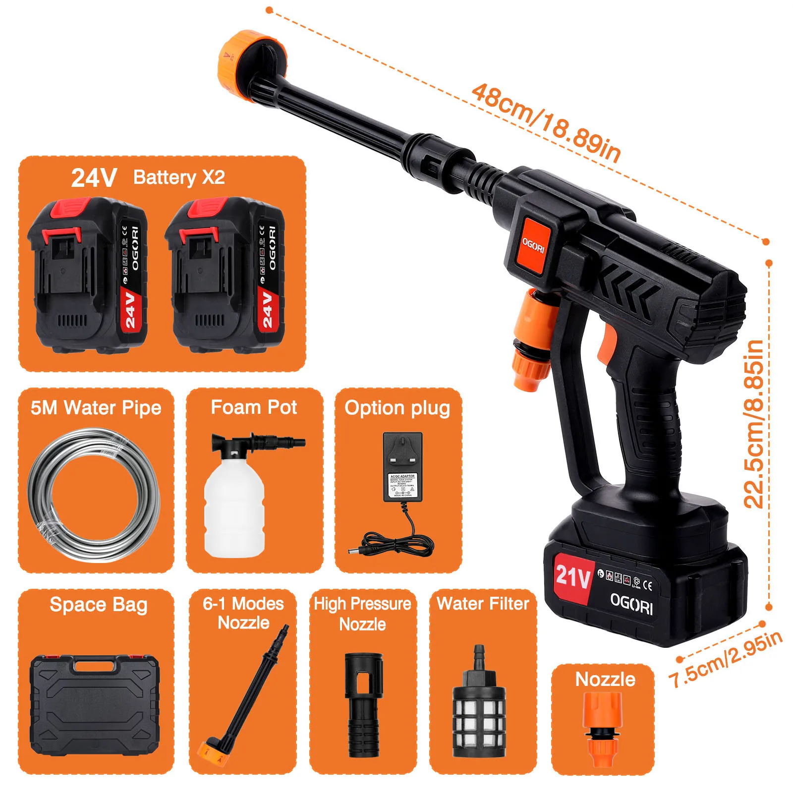 Wireless High Pressure Car Wash Water Gun Car Washer For Auto Home Garden Cleaning Car Washing