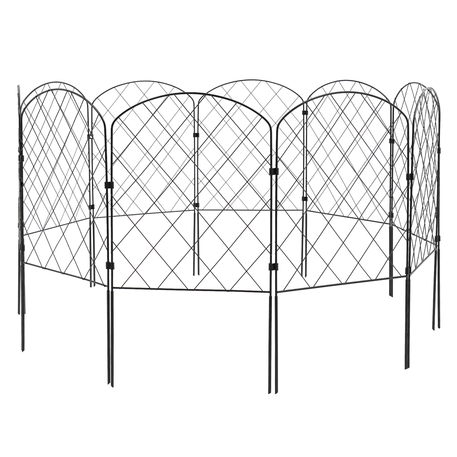 10pcs Metal Garden Fence Panels Decorative Garden Fence Animal Barrier Iron Fence Panels 61x33x6cm Diamond