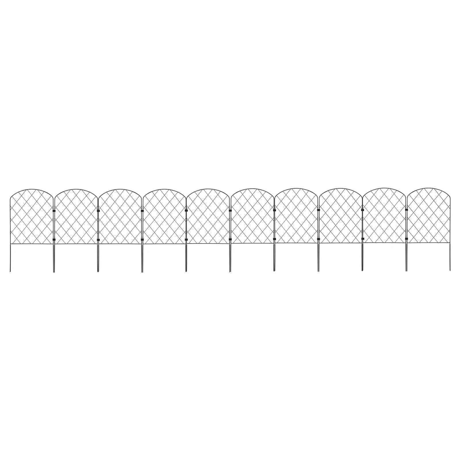 10pcs Metal Garden Fence Panels Decorative Garden Fence Animal Barrier Iron Fence Panels 61x33x6cm Diamond