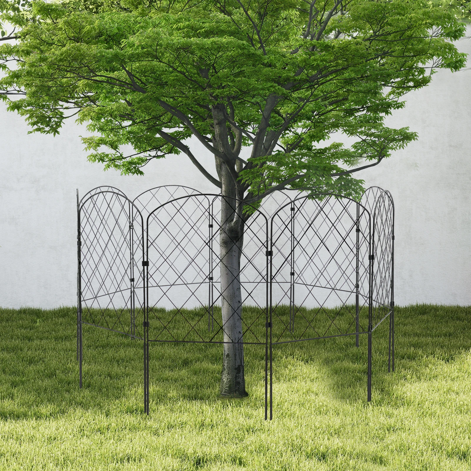 10pcs Metal Garden Fence Panels Decorative Garden Fence Animal Barrier Iron Fence Panels 61x33x6cm Diamond