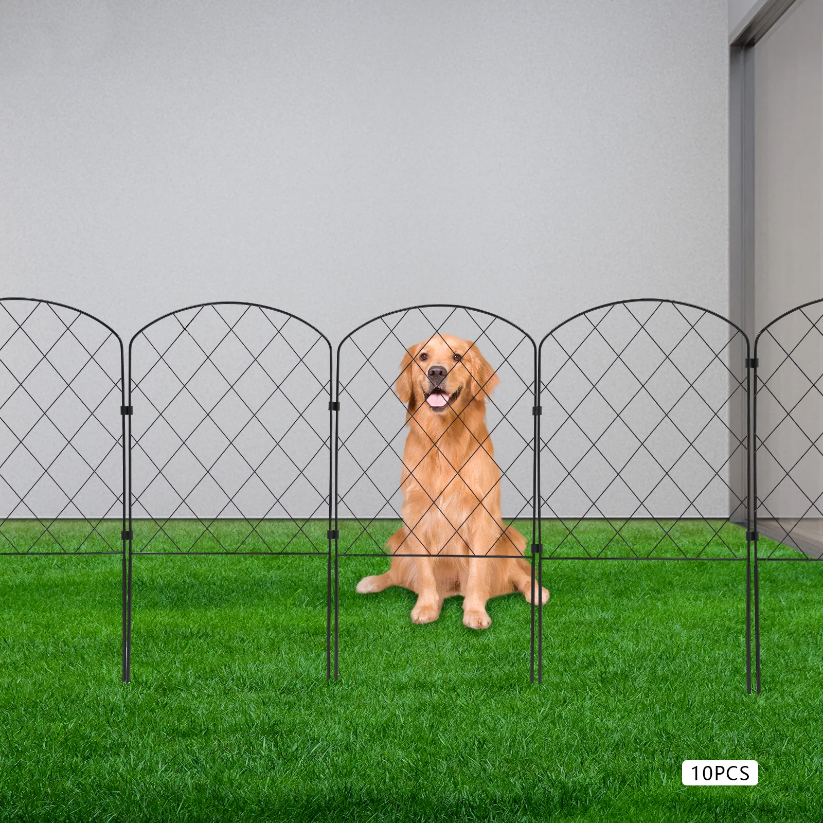 10pcs Metal Garden Fence Panels Decorative Garden Fence Animal Barrier Iron Fence Panels 61x33x6cm Diamond