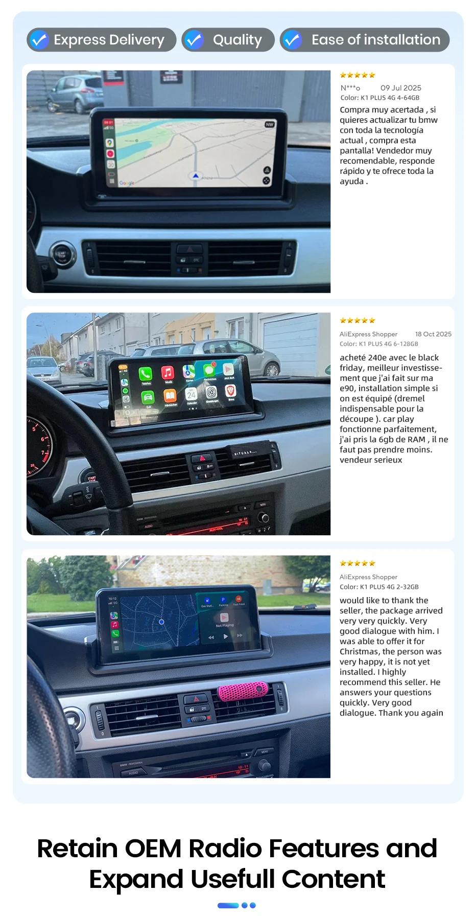 Junsun CarPlay For Apple Car Radio Multimedia For BMW E90 E91 E92 E93 2005-2012 Bluetooth Wireless Android Auto 4G GPS Stereo