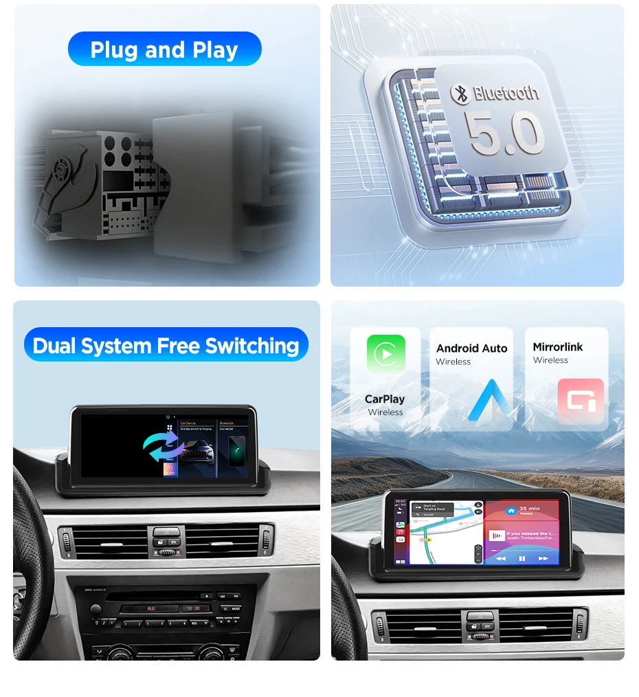 Junsun CarPlay For Apple Car Radio Multimedia For BMW E90 E91 E92 E93 2005-2012 Bluetooth Wireless Android Auto 4G GPS Stereo
