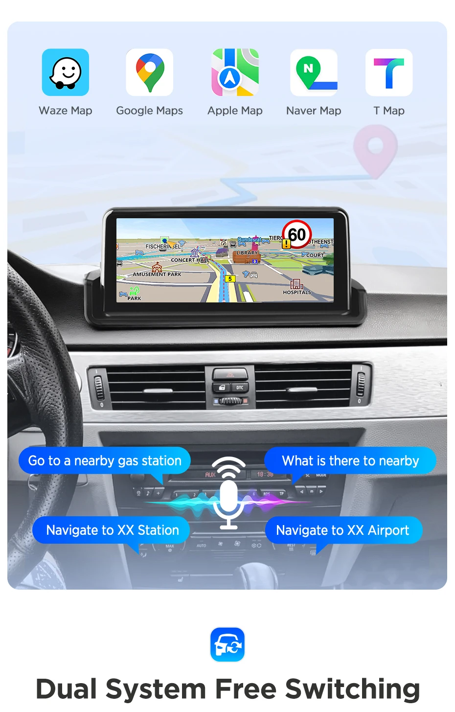 Junsun CarPlay For Apple Car Radio Multimedia For BMW E90 E91 E92 E93 2005-2012 Bluetooth Wireless Android Auto 4G GPS Stereo