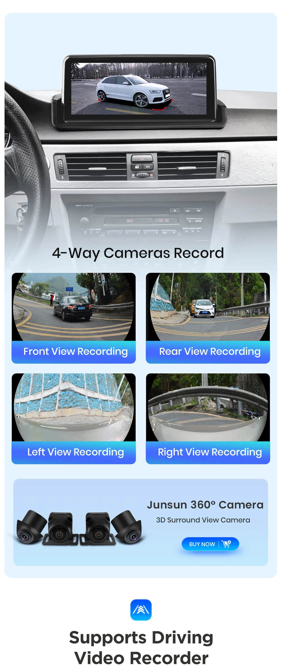 Junsun CarPlay For Apple Car Radio Multimedia For BMW E90 E91 E92 E93 2005-2012 Bluetooth Wireless Android Auto 4G GPS Stereo